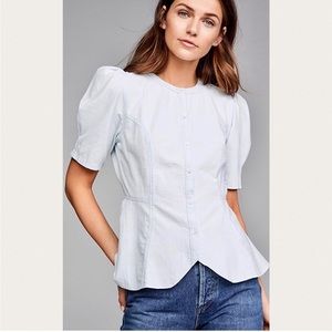 EUC Citizens of Humanity x Anthropologie Fran Blue Chambray Puff Sleeve USA